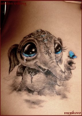 Фото и значение татуировки " Слон ". X_e70354fc
